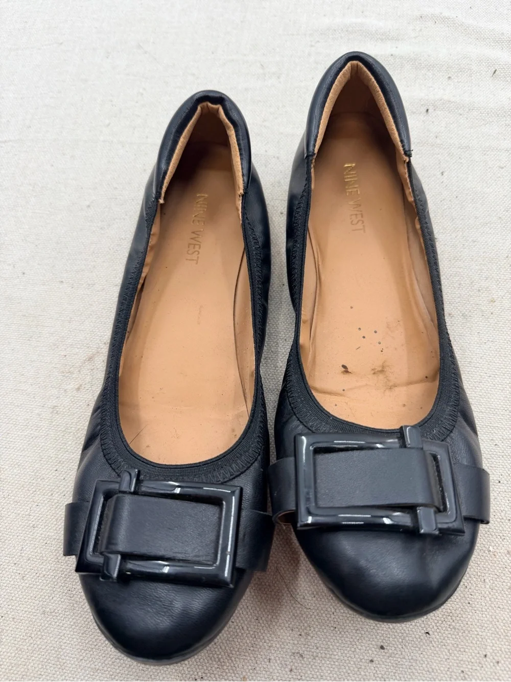 Nine West Black Buckle Ballet Flats